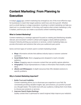 content marketing from planning to execution