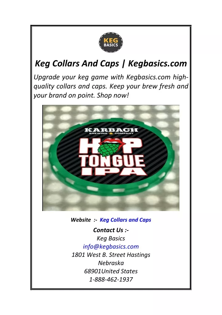 keg collars and caps kegbasics com