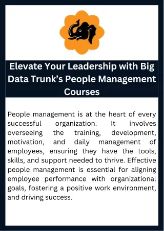 Elevate Your Leadership with Big Data Trunk’s People Management Courses