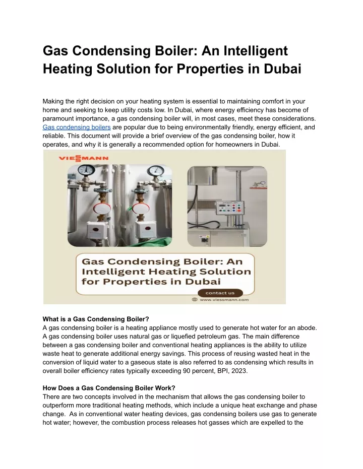 gas condensing boiler an intelligent heating