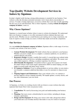 top quality website development services