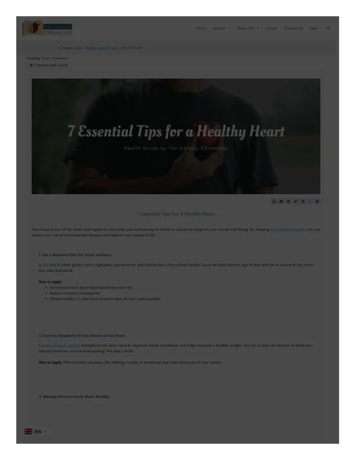 PPT - 7 Essential Tips For A Healthy Heart PowerPoint Presentation ...