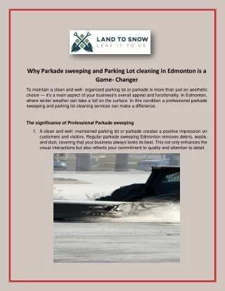 Why Parkade Sweeping and Parking Lot Cleaning in Edmonton is a Game - Changer