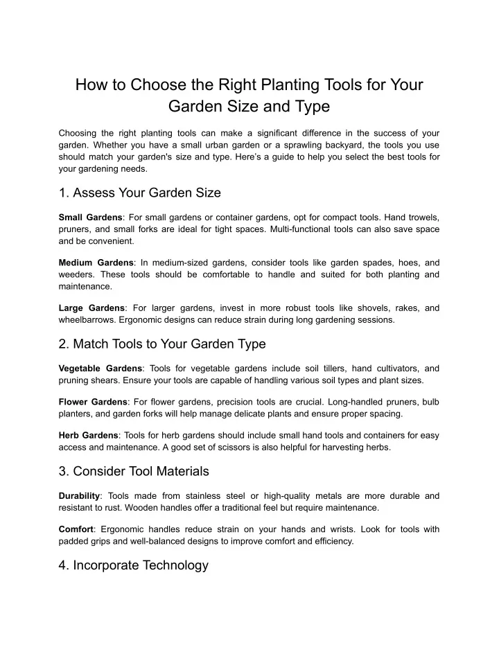 how to choose the right planting tools for your