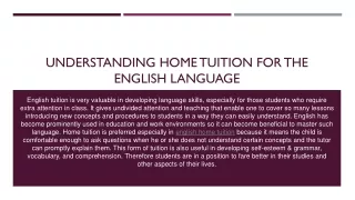 understanding home tuition for the english language