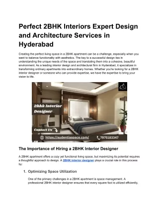 _Perfect 2BHK Interiors Expert Design and Architecture Services in Hyderabad