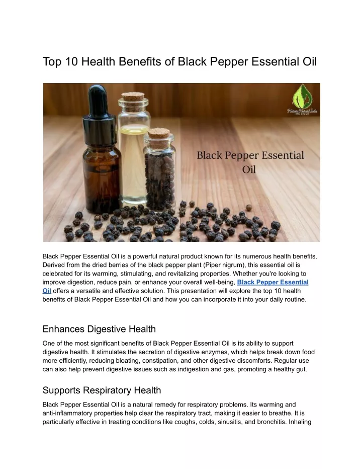 top 10 health benefits of black pepper essential