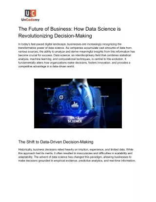 The Future of Business: How Data Science is Revolutionizing Decision-Making