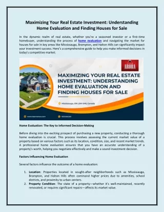 Maximizing Your Real Estate Investment