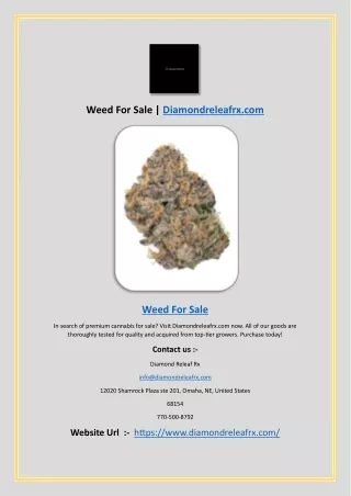 Weed For Sale | Diamondreleafrx.com