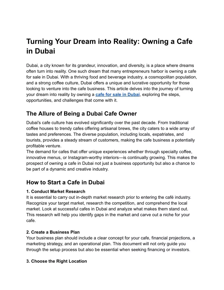 turning your dream into reality owning a cafe