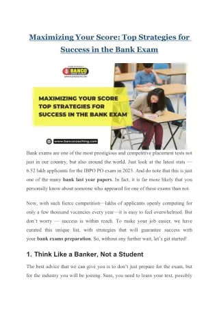 Top Strategies for Success in the Bank Exam