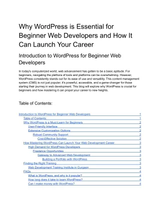 Why WordPress is Essential for Beginner Web Developers and How It Can Launch Your Career