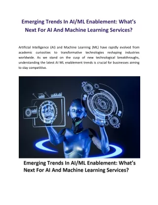 Emerging Trends In AI/ML Enablement: What’s Next For AI And ML Services