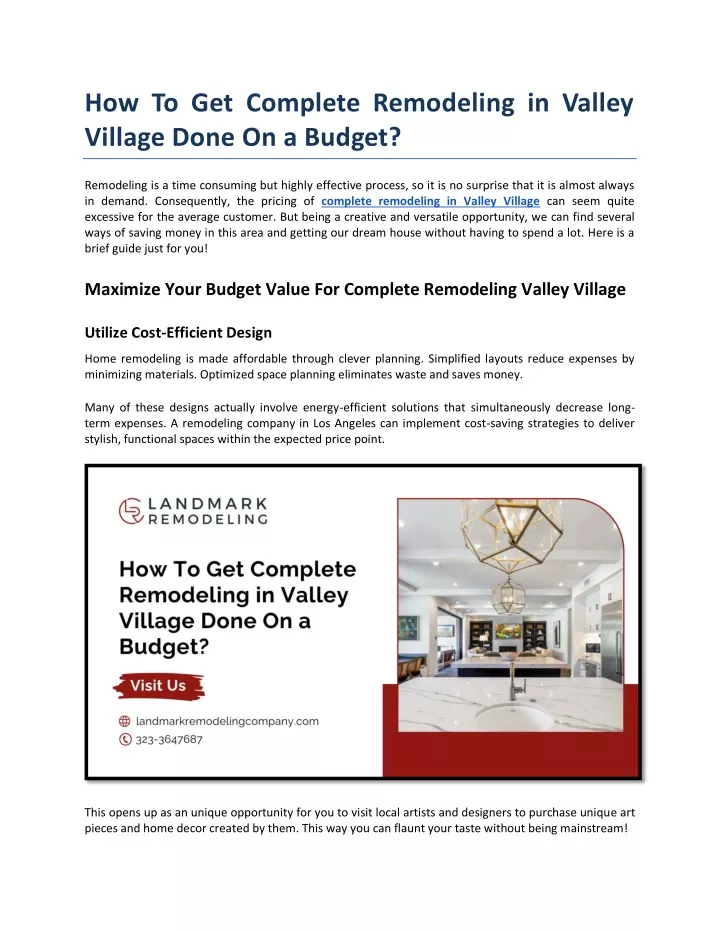 how to get complete remodeling in valley village