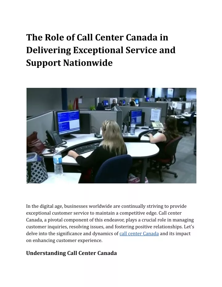 the role of call center canada in delivering