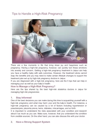 Tips to Handle a High-Risk Pregnancy