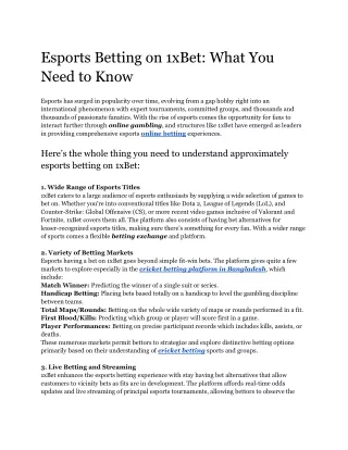 Esports Betting on 1xBet_ What You Need to Know