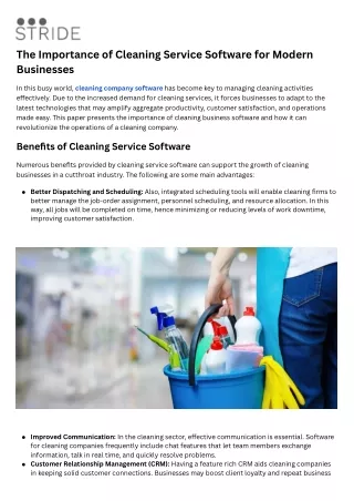 The Importance of Cleaning Service Software for Modern Businesses