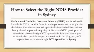 How to Select the Right NDIS Provider in Sydney