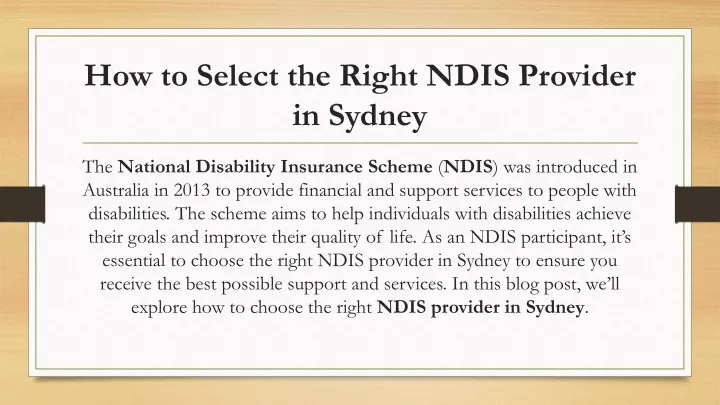 how to select the right ndis provider in sydney