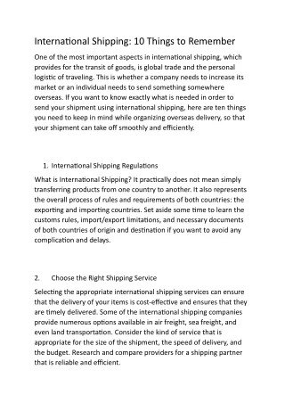 International Shipping: 10 Things to Remember