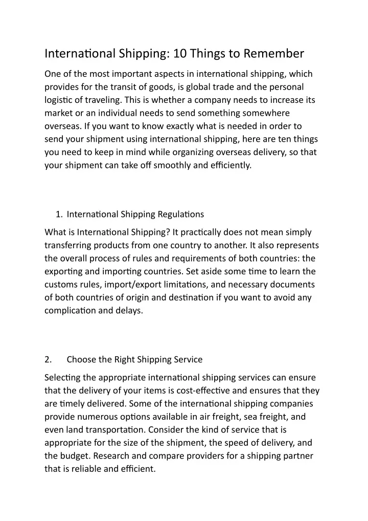 international shipping 10 things to remember