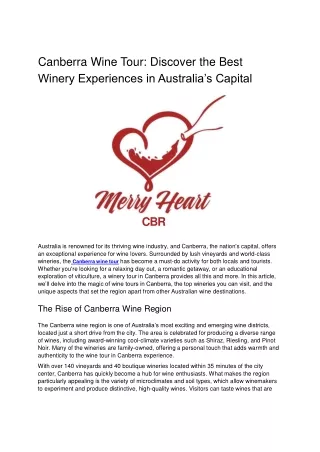 canberra wine tour discover the best winery