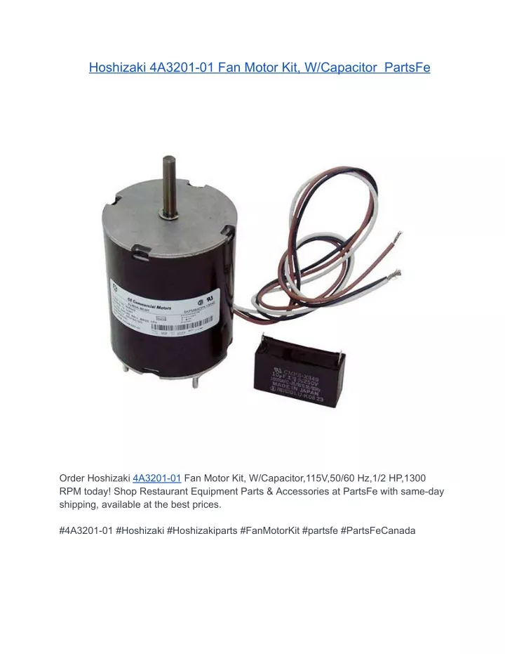 4A1179-01 Hoshizaki Condenser Motor | Allpoints