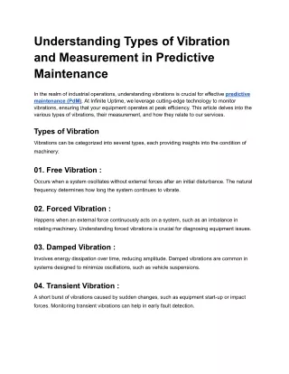 understanding types of vibration and measurement