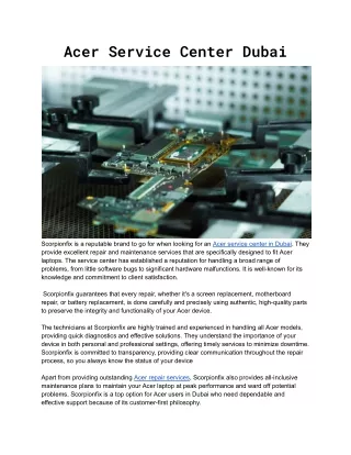 Acer Service Center Dubai