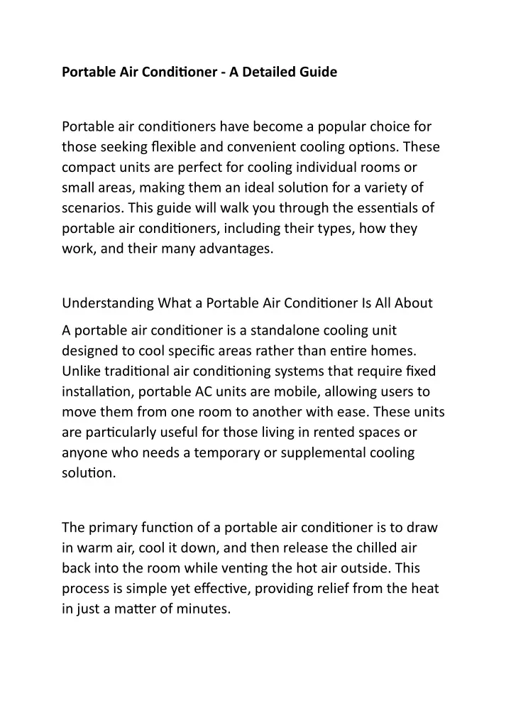 portable air conditioner a detailed guide