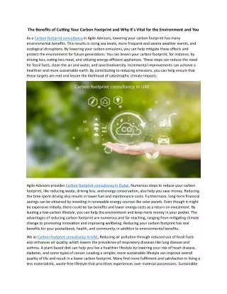 the benefits of cutting your carbon footprint