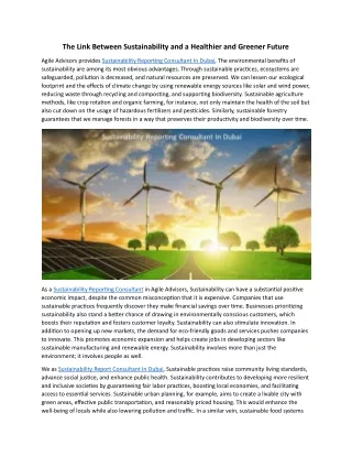 the link between sustainability and a healthier