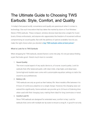 the ultimate guide to choosing tws earbuds style