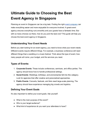 Ultimate Guide to Choosing the Best Event Agency in Singapore