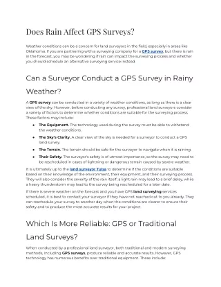 Does Rain Affect GPS Surveys