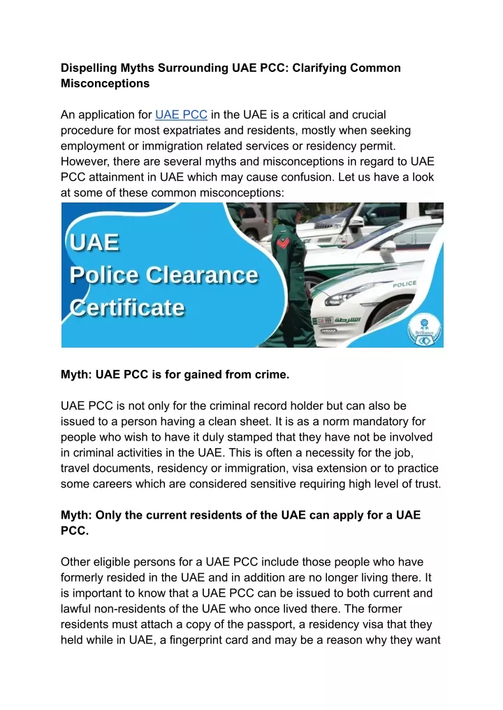 dispelling myths surrounding uae pcc clarifying