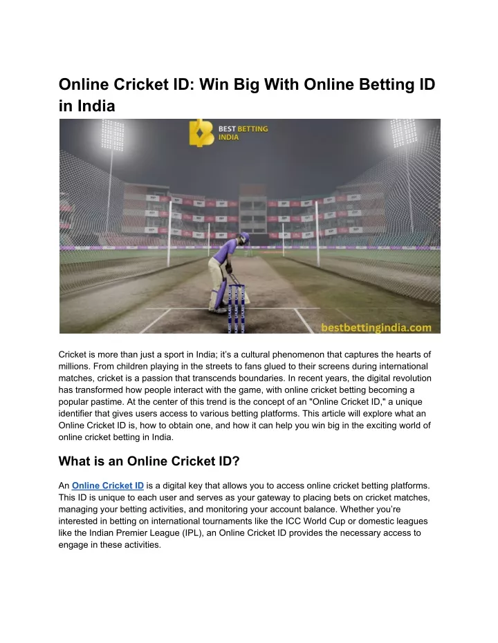 online cricket id win big with online betting