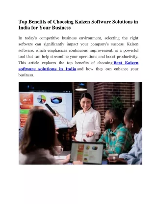 top benefits of choosing kaizen software