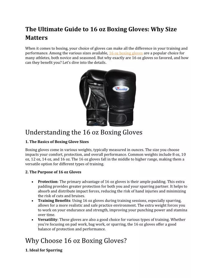 the ultimate guide to 16 oz boxing gloves