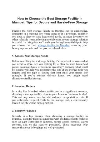 How to Choose the Best Storage Facility in Mumbai_ Tips for Secure and Hassle-Free Storage