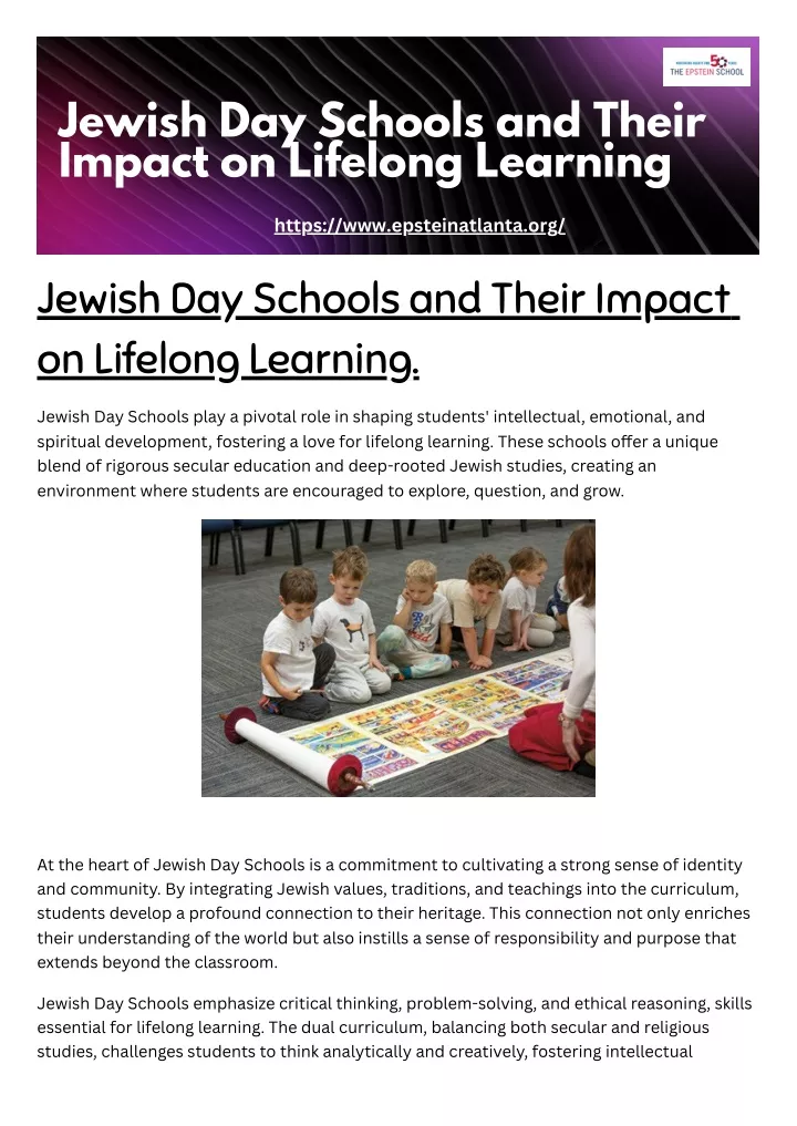 jewish day schools and their impact on lifelong