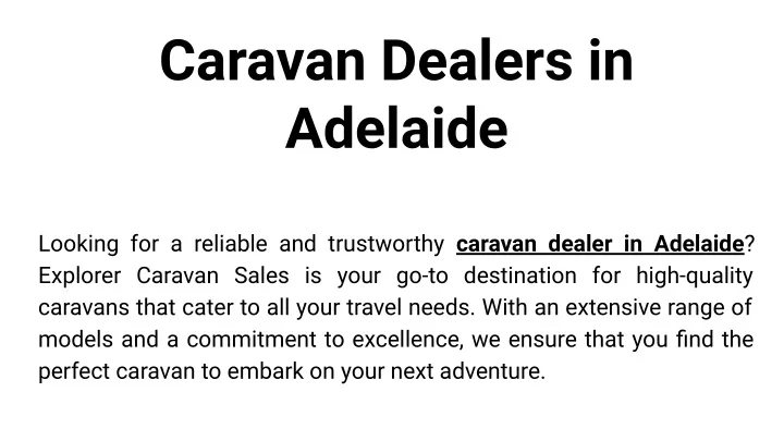 caravan dealers in adelaide