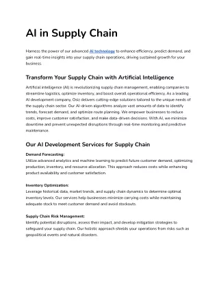 AI in Supply Chain