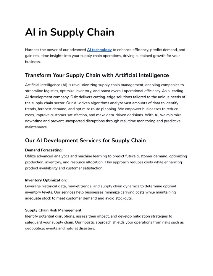 ai in supply chain