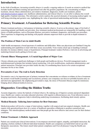 Improving upon Clinical Apply via Well being Education and Geriatric Treatment