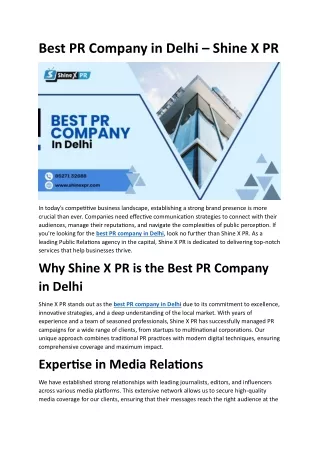 Best PR Company in Delhi - Shine X PR