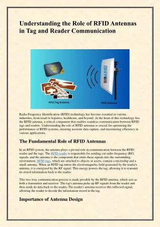 Understanding the Role of RFID Antennas in Tag and Reader Communication