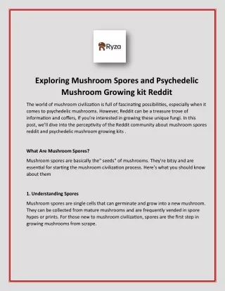 Exploring Mushroom Spores and Psychedelic Mushroom Growing kit Reddit